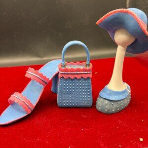 Shoe, purse and lady head miniature decor